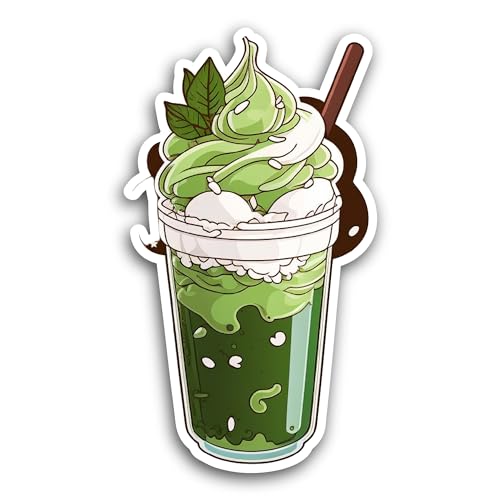 2 (Pieces) 3" and 5" Green Milkshake Sticker, Waterproof Vinyl Decals for Many Purpose Like Cars, Tr