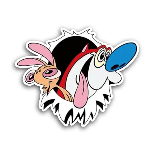 2 (Pieces) 3" and 5" Ren and St1mpy Sticker, Waterproof Vinyl Decals for Many Purpose Like Cars, Tru