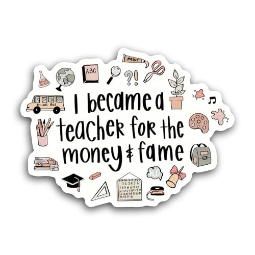 2 (Pieces) 3" and 5" I Became A Teacher Text Sticker, Waterproof Vinyl Decals for Many Purpose Like 