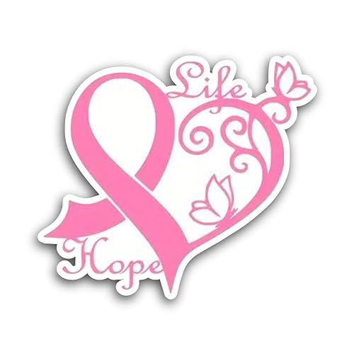 2 (Pieces) 3" and 5" Life Hope in Pink Color with Heart Decal Sticker, Waterproof Vinyl Decals for M
