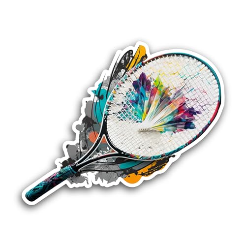 2 (Pieces) 3" and 5" Badminton Racket Sticker, Waterproof Vinyl Decals for Many Purpose Like Cars, T