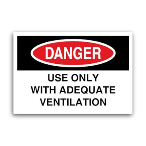 2 (Pieces) 3" and 5" Use Only with Adequate Ventilation Sticker, Waterproof Vinyl Decals for Many Pu