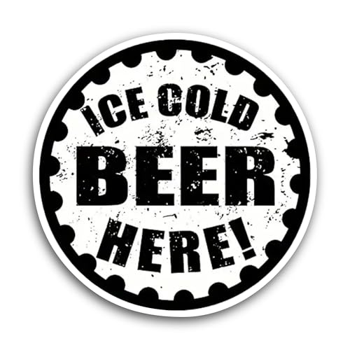 2 (Pieces) 3" and 5" Ice Cold Beer Sticker, Waterproof Vinyl Decals for Many Purpose Like Cars, Truc