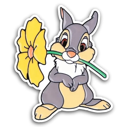2 (Pieces) 3" and 5" Rabbit with Yellow Flower Sticker, Waterproof Vinyl Decals for Many Purpose Lik