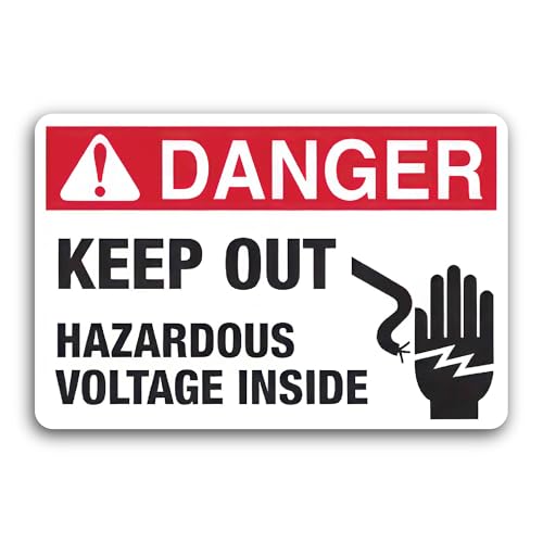 2 (Pieces) 3" and 5" Hazardous Voltage Inside Sign Decal Sticker, Waterproof Vinyl Decals for Many P