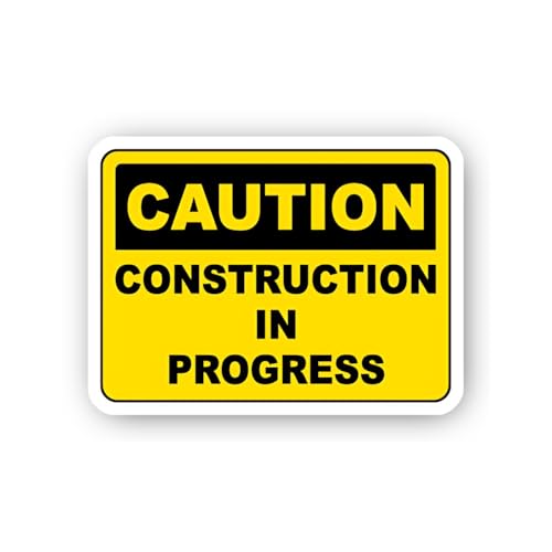 2 (Pieces) 3" and 5" English Caution Construction Sign Sticker, Waterproof Vinyl Decals for Many Pur