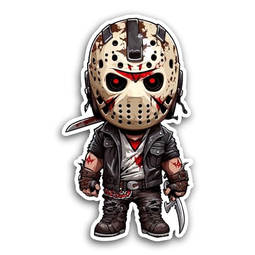 2 (Pieces) 3" and 5" Horror Zombie with Knife Sticker, Waterproof Vinyl Decals for Many Purpose Like