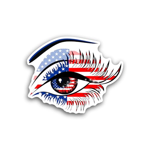 2 (Pieces) 3" and 5" USA Eye Flag Sticker, Waterproof Vinyl Decals for Many Purpose Like Cars, Truck