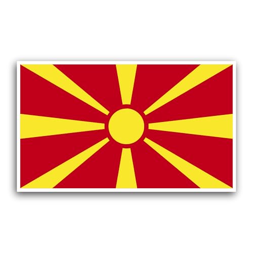 2 (Pieces) 3" and 5" Macedonia Flag Sticker, Waterproof Vinyl Decals for Many Purpose Like Cars, Tru
