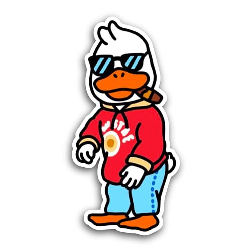 2 (Pieces) 3" and 5" Cool Cartoon Duck Sticker, Waterproof Vinyl Decals for Many Purpose Like Cars, 