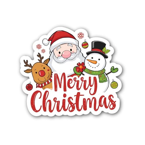 2 (Pieces) 3" and 5" Merry Christmas Sign Sticker, Waterproof Vinyl Decals for Many Purpose Like Car