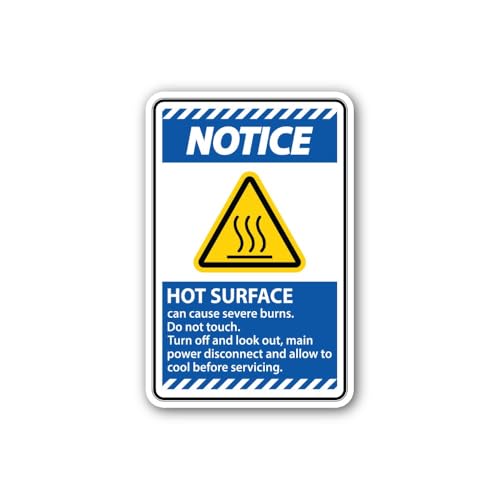 2 (Pieces) 3" and 5" Notice SS HOT Surface Sticker, Waterproof Vinyl Decals for Many Purpose Like Ca