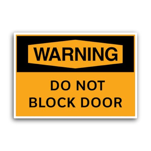 2 (Pieces) 3" and 5" Warning - Do Not Block Door Safety Sign Sticker, Waterproof Vinyl Decals for Ma