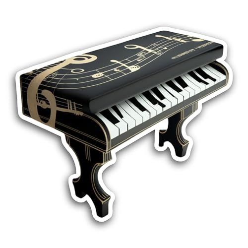 2 (Pieces) 3" and 5" Grand Piano Sticker, Waterproof Vinyl Decals for Many Purpose Like Cars, Trucks