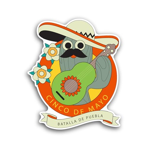 2 (Pieces) 3" and 5" Cinco De Mayo Text Sticker, Waterproof Vinyl Decals for Many Purpose Like Cars,