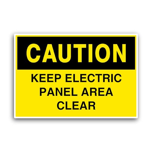 2 (Pieces) 3" and 5" Warning Sign Keep Electric Panel Area Clear Sticker, Waterproof Vinyl Decals fo
