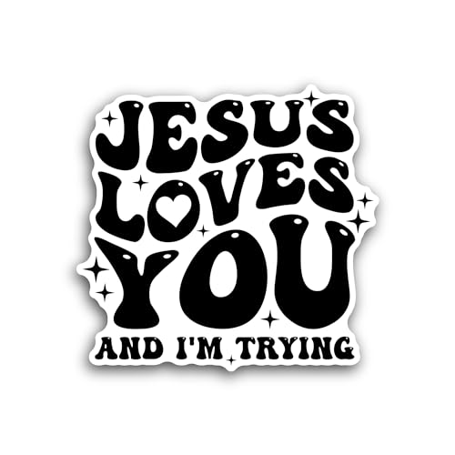 2 (Pieces) 3" and 5" Jesus Love You Text Sticker, Waterproof Vinyl Decals for Many Purpose Like Cars