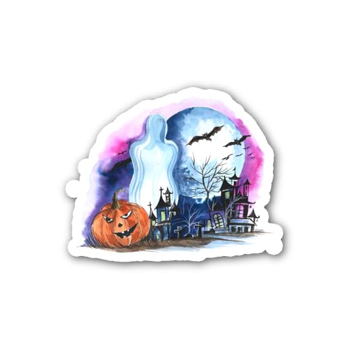 2 (Pieces) 3" and 5" Halloween Night Sign Sticker, Waterproof Vinyl Decals for Many Purpose Like Car