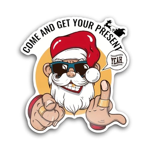 2 (Pieces) 3" and 5" Cool Santa Claus Sticker, Waterproof Vinyl Decals for Many Purpose Like Cars, T