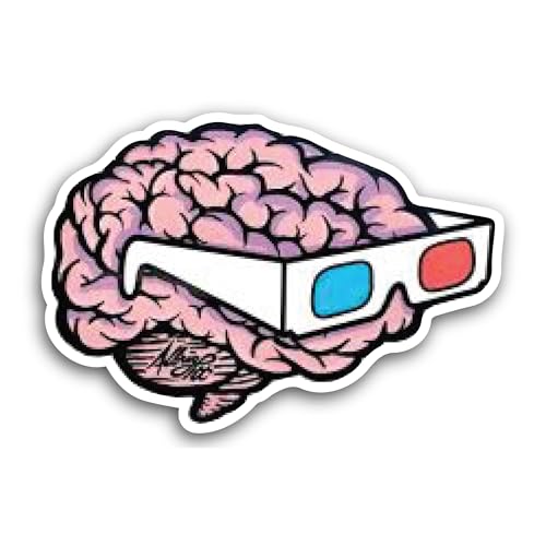 2 (Pieces) 3" and 5" Brain with Glasses Sticker, Waterproof Vinyl Decals for Many Purpose Like Cars,