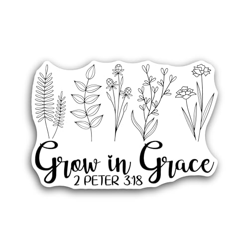 2 (Pieces) 3" and 5" Grow in Grace Sticker, Waterproof Vinyl Decals for Many Purpose Like Cars, Truc