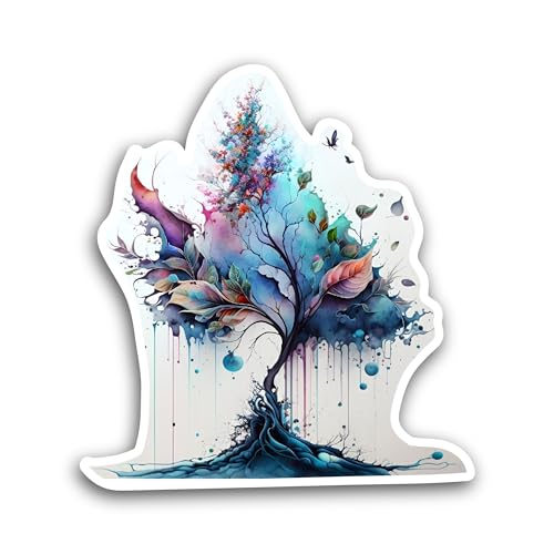 2 (Pieces) 3" and 5" Colorful Tree Sticker, Waterproof Vinyl Decals for Many Purpose Like Cars, Truc
