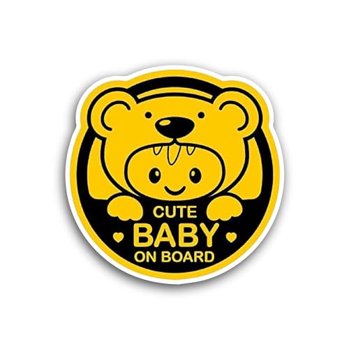2 (Pieces) 3" and 5" Cute Baby on Board Sticker, Waterproof Vinyl Decals for Many Purpose Like Cars,