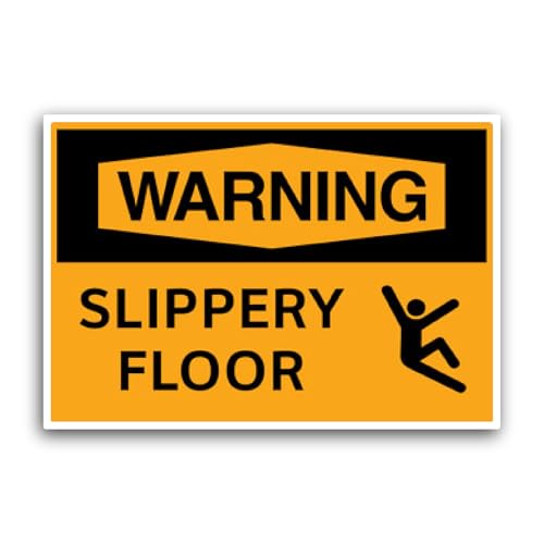 2 (Pieces) 3" and 5" Warning Floor Slippery Sticker, Waterproof Vinyl Decals for Many Purpose Like C