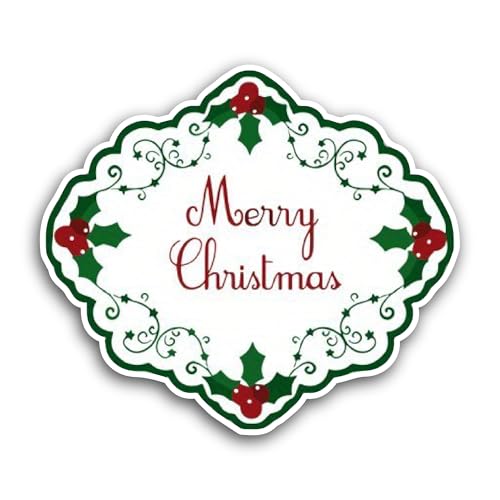 2 (Pieces) 3" and 5" Merry Christmas Decorative Sticker, Waterproof Vinyl Decals for Many Purpose Li