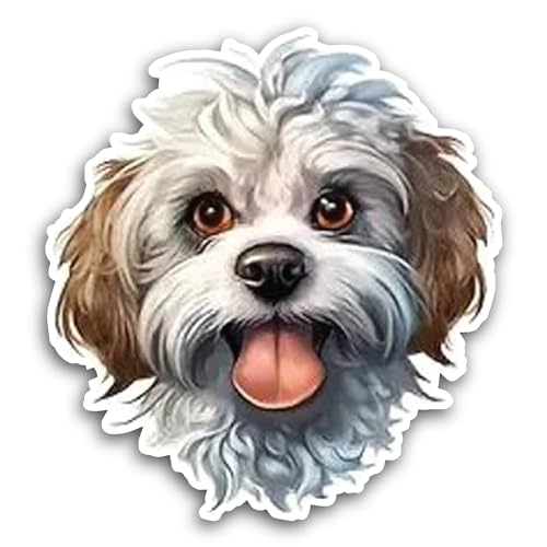 2 (Pieces) 3" and 5" Smiley Face with Dog with Tongue Open, Waterproof Vinyl Decals for Many Purpose
