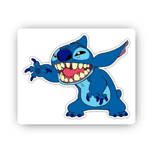 2 (Pieces) 2" and 3" Blue Aggressive Alien Creature Sticker, Waterproof Vinyl Decals for Many Purpos