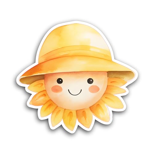 2 (Pieces) 3" and 5" Sun with Hat Sticker, Waterproof Vinyl Decals for Many Purpose Like Cars, Truck