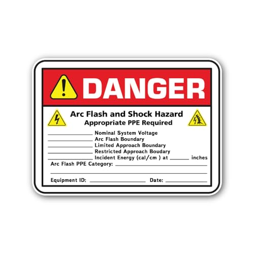 2 (Pieces) 3" and 5" Nominal System Voltage and Approach Boundary Sign Sticker, Waterproof Vinyl Dec