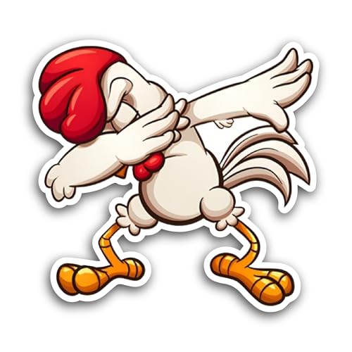 2 (Pieces) 3" and 5" Cartoon Chicken Sticker, Waterproof Vinyl Decals for Many Purpose Like Cars, Tr