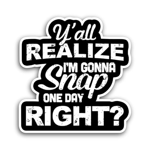 2 (Pieces) 3" and 5" Y'all Realize Im Gonna Snap Text Sticker, Waterproof Vinyl Decals for Many Purp