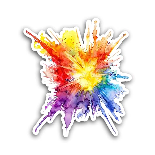 2 (Pieces) 3" and 5" Bright Color Splash Sticker, Waterproof Vinyl Decals for Many Purpose Like Cars