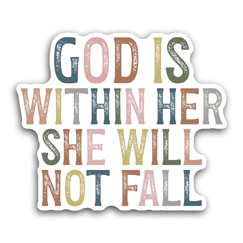 2 (Pieces) 3" and 5" God is Within Her She Will Not Fall Sticker, Waterproof Vinyl Decals for Many P