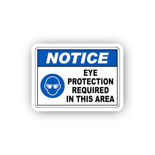 2 (Pieces) 3" and 5" Eye Protection Required in This Area Sticker, Waterproof Vinyl Decals for Many 