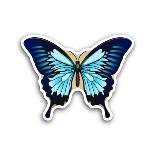 2 (Pieces) 3" and 5" Big Blue Butterfly Sticker, Waterproof Vinyl Decals for Many Purpose Like Cars,