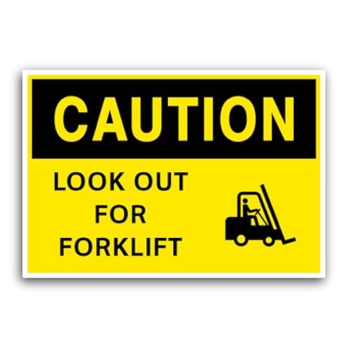 2 (Pieces) 3" and 5" Caution Forklift Sign Sticker, Waterproof Vinyl Decals for Many Purpose Like Ca