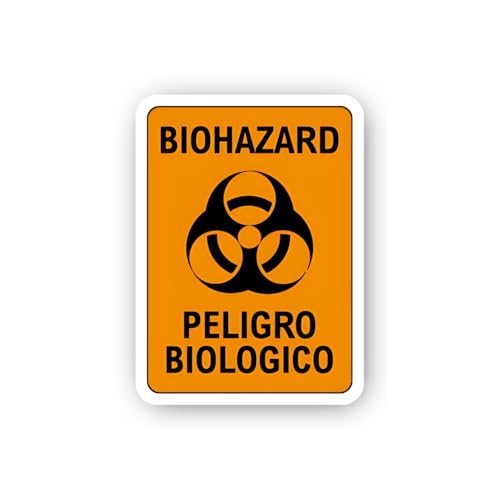 2 (Pieces) 3" and 5" Bilingual Biohazard Warning Sign Sticker, Waterproof Vinyl Decals for Many Purp