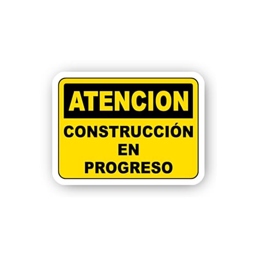 2 (Pieces) 3" and 5" Spanish Construction Attention Sign Sticker, Waterproof Vinyl Decals for Many P