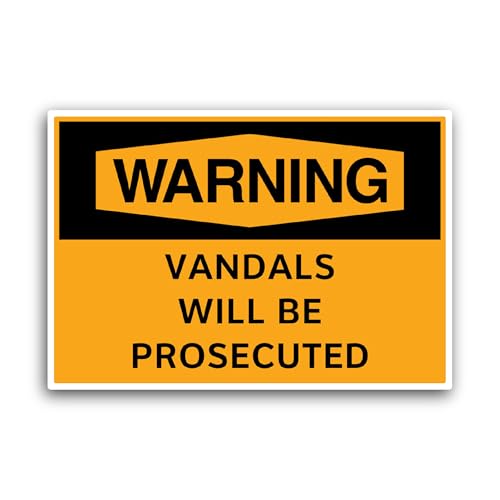 2 (Pieces) 3" and 5" Warning Vandals Will be Prosecuted Sticker, Waterproof Vinyl Decals for Many Pu