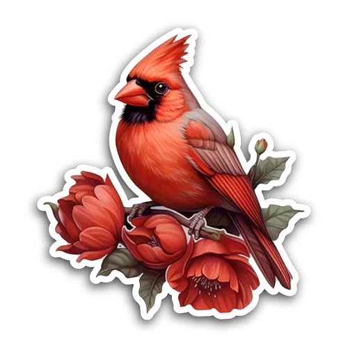 2 (Pieces) 3" and 5" A Red Bird Sticker, Waterproof Vinyl Decals for Many Purpose Like Cars, Trucks,