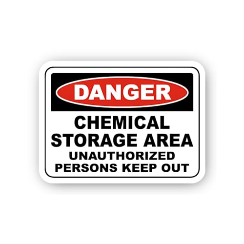 2 (Pieces) 3" and 5" Unauthorized Persons Keep Out Chemical Storage Sticker, Waterproof Vinyl Decals