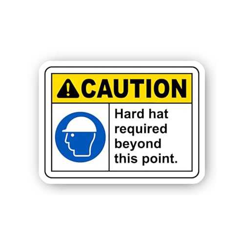 2 (Pieces) 3" and 5" Safety Helmet Requirement Zone Sticker, Waterproof Vinyl Decals for Many Purpos