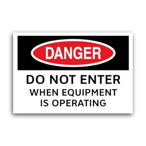 2 (Pieces) 3" and 5" Danger Do Not Enter When Equipment is Operating Sticker, Waterproof Vinyl Decal