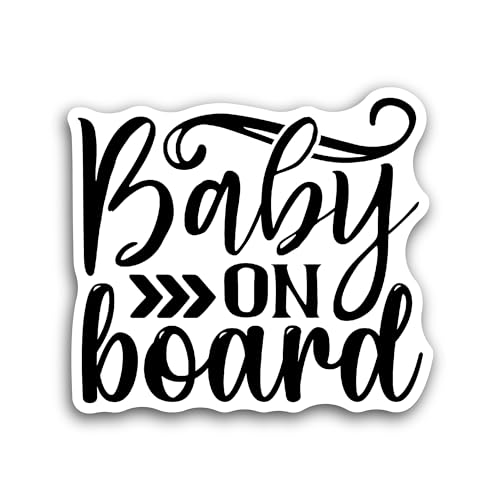 2 (Pieces) 3" and 5" Baby On Board Black Text Sticker, Waterproof Vinyl Decals for Many Purpose Like