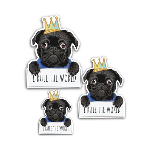 3 (Pieces) 1" 2" and 3" Black Dog Holding Sign Decal Sticker, Waterproof & Scratch Resistant for Man