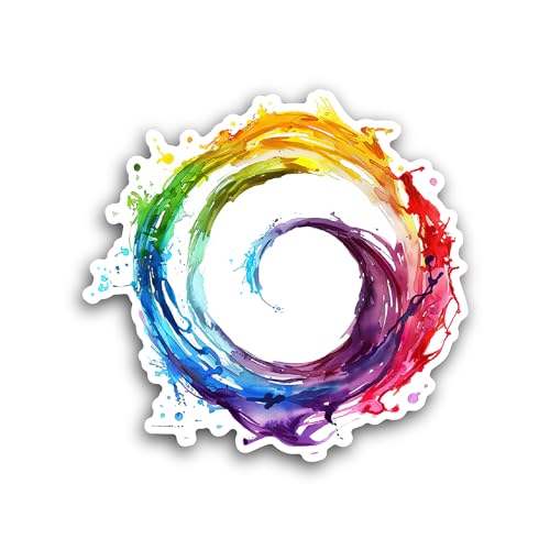 2 (Pieces) 3" and 5" Circle of Rainbow Colors Sticker, Waterproof Vinyl Decals for Many Purpose Like
